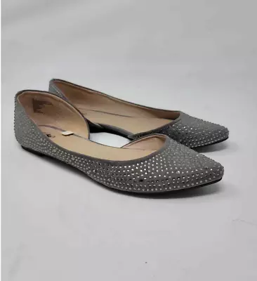 Mossimo D'Orsay Ballet Flats Size 9 Pointed Toe Rhinestone Jeweled Shoes Gray • $19