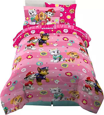 Paw Patrol Girls Kids Twin Bed Comforter And Sheet With Sham 5-Piece Bedding Set • $77.99