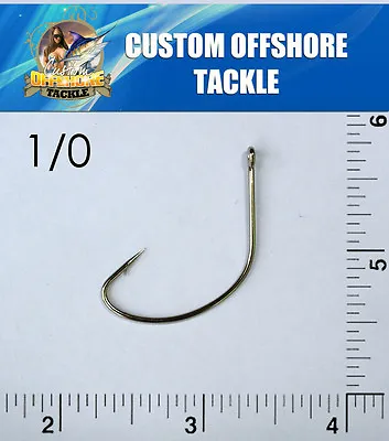 25 Size 1/0 Custom Offshore Tackle Offset Nickel Kahle Hooks Straight Eye • $3.45