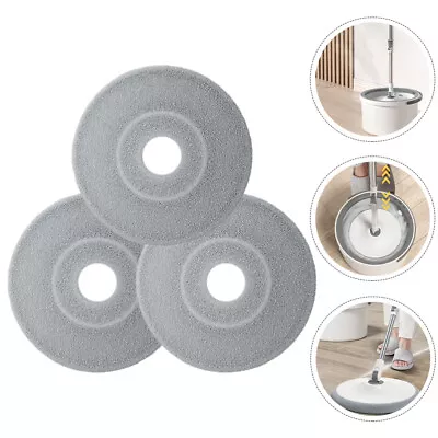 3pcs Reusable Round Easy Cleaning Rotating Mop Base Cleaning Cloths • £10.99