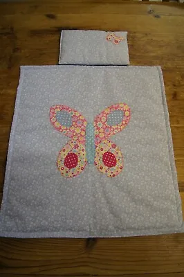 £11 • Buy Handmade Dolls Teddies Pram Cot Bedding Set Blue W Pink Mix Applique Butterfly