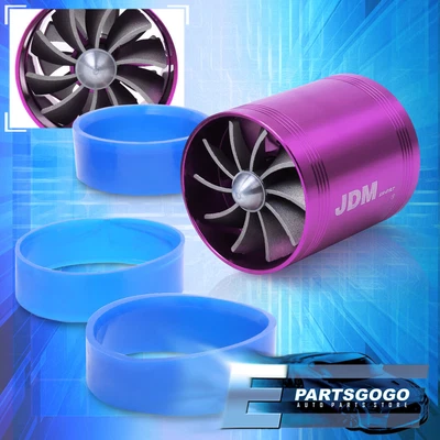 $17.99 • Buy Jdm 2.5  Supercharger Intake  In-Pipe  Gas Saver Fuel Dual Fan Speed Kit Purple