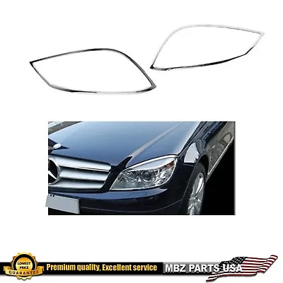 08-11 C-Class Headlight Chrome Trims Molding Luxury Light Accessory W204 Pair • $62