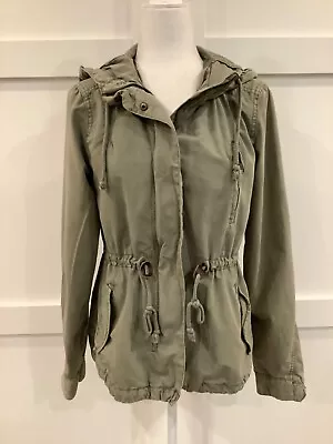 Divided Green Full Zip & Snap Hooded  3/4 Length Jacket  Size 8 • $23.49