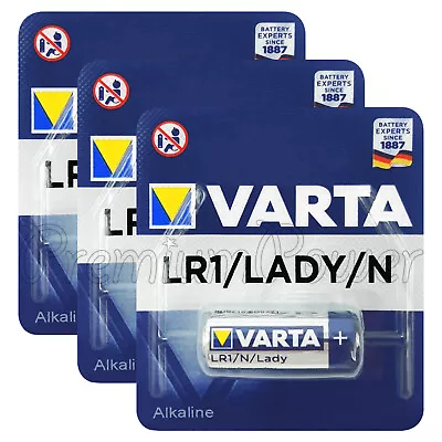 3 X Varta N Size / LR1 Batteries 1.5V Alkaline Lady MN9100 AM5 E90 4001 LR01 • $18.30