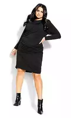 City Chic Ladies Lady Love Long Sleeve Dress Sizes 14 16 18 20 22 Colour Black • $39.99