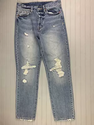 H&M Denim&Denim Size 26 Womens Jeans Vintage Straight High Rise Mid Rise Distres • $16.99