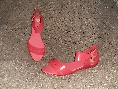MELISSA-Red Jelly Open Toe Sandals-Buckle Closure-Size 8-Near Mint • $19.99