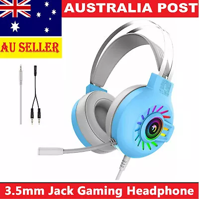 $30.39 • Buy AU 3.5mm Jack Gaming Headset Headphone With Mic For PC PS4 Xbox One Gamer Black