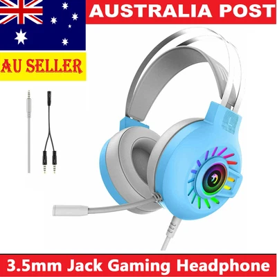 $30.39 • Buy AU 3.5mm Jack Gaming Headset Headphone With Mic For PC PS4 Xbox One Gamer Black
