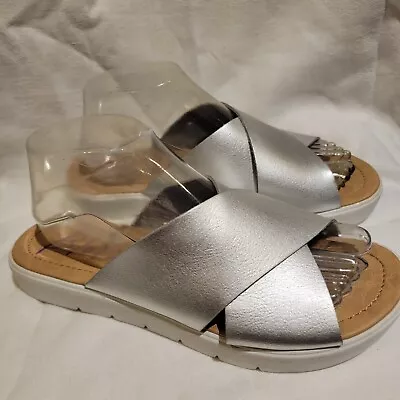 Blowfish Malibu Shoes Women 9 Sandals Shoes  B116 Gray Faux Leather White  • $9