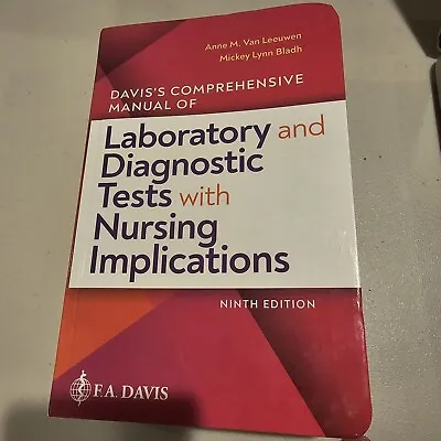 Davis Manual Of Laboratory And Diagnostic Tests With Nursing Implications - NEW • $34.99