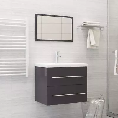 Bathroom Furniture Set 2pcs Vanity Unit Stylish Wall Sink Cabinet With Mirror • $92.95