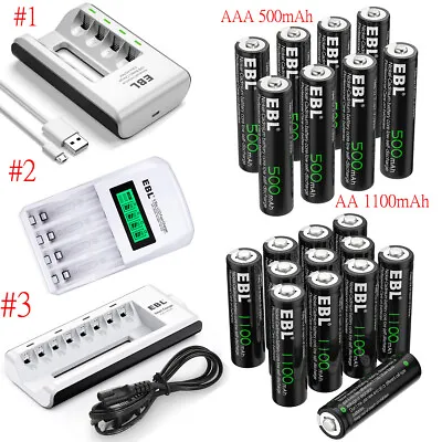 Lot AAA AA Rechargeable Batteries 1.2v NiCd For Solar Garden Light W BOX Charger • $8.09