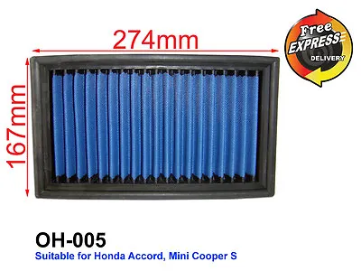 $69.90 • Buy High-Flow Drop-In Simota Air Filter For Honda Accord Mini Cooper S OH-005