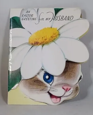 Rabbit Bunny Daisy Flower Hat Marjorie Cooper Vintage Easter Card For Husband • $8.50