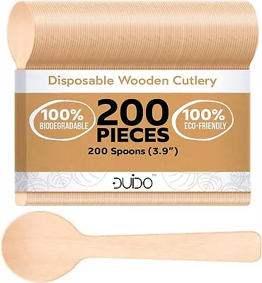 Disposable Small Wooden Spoon 3.9 Inch–(200 - 300 Pack) Mini Wooden Spoons ECO • $19.99