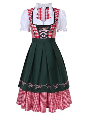 £20.99 • Buy Womens Oktoberfest Costume German Bavarian Dirndl Beer Maid Fancy Dress S-4XL