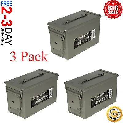 50 Cal Metal Ammo Can 3-Pack Military Steel Box Shotgun Rifle Gun Ammo Storage • $59.99