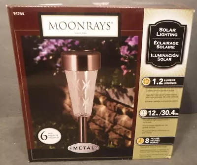 New Moonrays 91744 Metal Solar Outdoor Light Pack Of Six 12  1.2 Lumens 8 Hour • $5.95