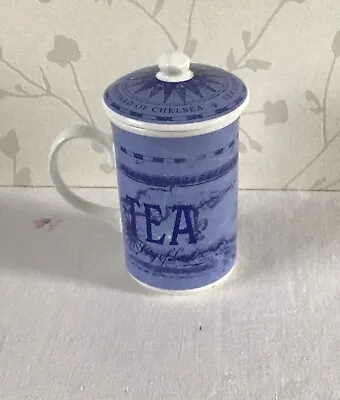 Whittards' Tea Clipper Blue & White Mug With Lid - Bone China - Nautical • £6.45