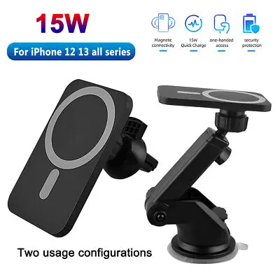 15W Car Mount Wireless Charger Magnetic Mag Safe For IPhone 12 13 14 Pro Max • £13.99