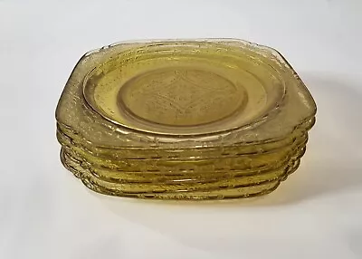 6 Depression Era Federal Glass Amber Madrid 6  Dessert Plates • $20