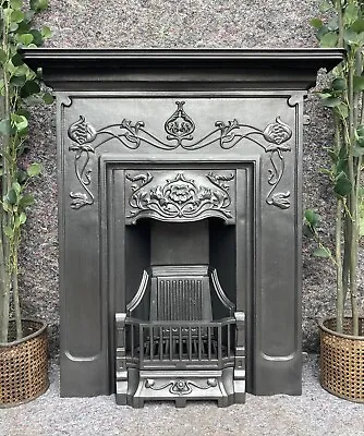 £440 • Buy Cast Iron Fireplace / Fire Surround / Insert / Victorian Art Nouveau Style