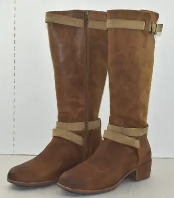 Ugg Womens Darcie Tall Rididng Brown Destressed Leather Boots Size 10  1004172 • $74.99