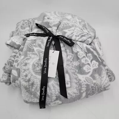 NEW Vera Bradley Plush Throw Blanket In Fleece Java Gray And White   80  X 50  • $39.99