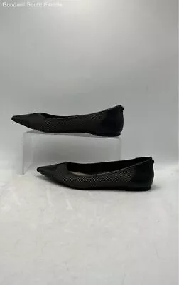 Michael Kors Womens Black Leather Pointed Toe Slip On Ballet Flats Size 6 M • $19.49
