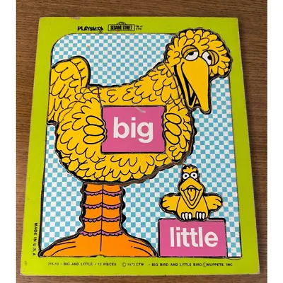 Vintage Playskool Wooden Puzzle Sesame Street Big Bird Little Bird 1973 315-13 • $9.99