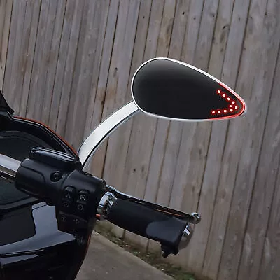 Motorcycle LED Turn Signal Rearview Mirrors For Harley Davidson Sportster Dyna • $51.69