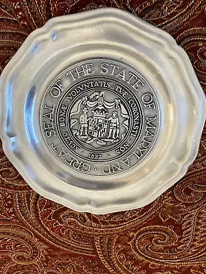 Vintage Maryland State Collector Plate Souvenir 7  Pewter Signed Wineland • $12.99