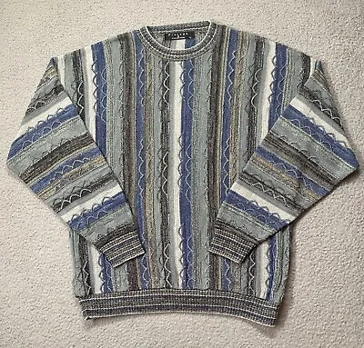 Vintage Protege Collection Blue Sweater Coogi-Style 3D Textured Biggie Mens Sz L • $49.99