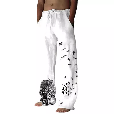 Mens Harem Pants Casual Cotton Linen Baggy Loose Oversized Yoga Hippy Trousers • $13.97