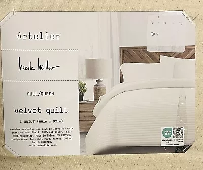 Nicole Miller Artlier Soft White Full/Queen Velvet  Quilt 88” X 92” Brand New • $35