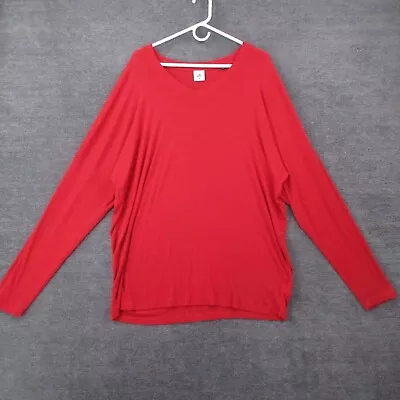 Cabi Shirt Womens XL Red Long Sleeve Vneck Raglan Sleeve Rayon Blend Stretch • $24.99