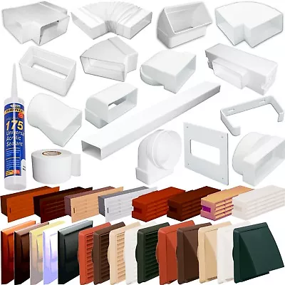 £3.49 • Buy Rectangular 110 X 54mm Plastic Flat Channel Ducting Fittings,Grilles,Cowls,tubes