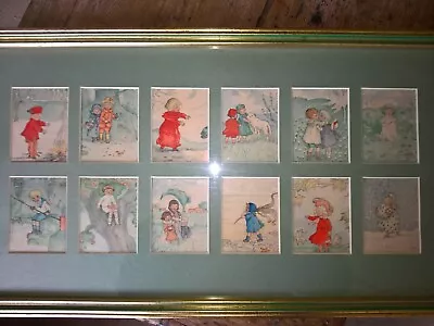 12 X Miniature Original Watercolours 1910 The 12 Calendar Months Mayfield Sussex • £80