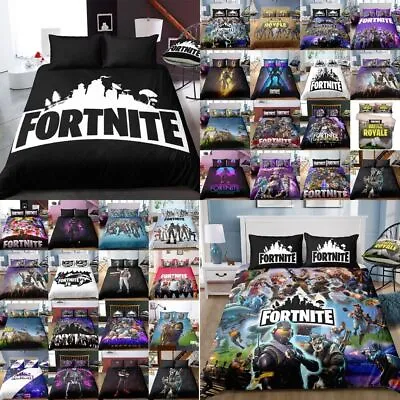 Kids 3D Fortnite Bedding Set Quilt Duvet Cover Single Double With Pillowcase UK • £11.99