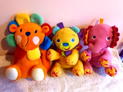 Babies R Us Lion & Bright Stars Elephant & Lion Soft Toy Like Taggies Plush Baby • £12.99