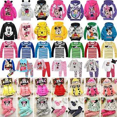 Toddler Girls' Minnie Mickey Mouse Hoodie Jackets Coat Kids Warm Clothes Sets ~ • £11.24