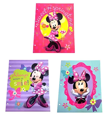 Disney Minnie Folder 3 Pack ~ Mirrors & Bows Always Smile Sweet As Springtime • $11.99