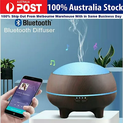 Wood Aroma Essential 300ML Oil Diffuser With Bluetooth Speakers Deep Sound AU • $56.99