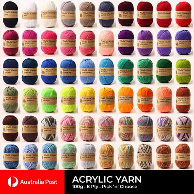 $3.25 • Buy Knitting Yarn Malli Acrylic Wool Crochet 8Ply DK 100g Balls Soft Craft