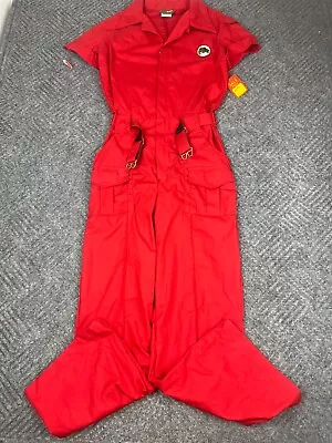 Vintage Leisur Alls Walls Jumpsuit Coveralls Adult Size 16 Red Bass Mens NOS • $99