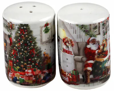 £9.99 • Buy Christmas Salt & Pepper Novelty Cruet Set - Santa Cosy Fireplace Tree