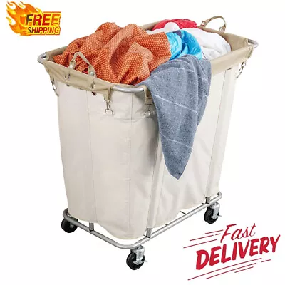 320 L Rolling Laundry Cart / Basket W/Waterproof Lining Commercial Home Storage • $89.77