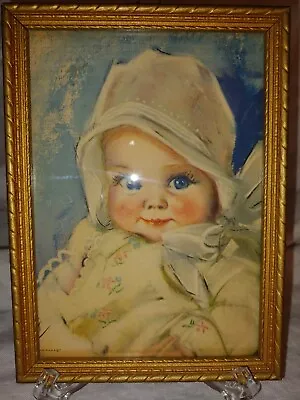 Vintage Maud Tousey Fangel Lithograph Baby Blue Eyes Beautiful In Frame Cute 40s • $21.99